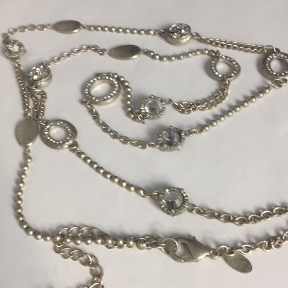 Chico’s necklace brushed silver tone rhinestone - Picture 7 of 9